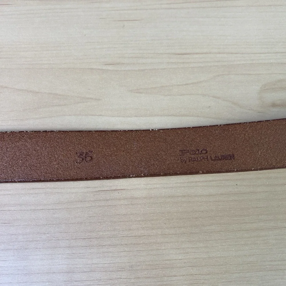 Vintage Polo Ralph Lauren Belt‎ Mens Size 36 Brown Leather Brass Pony Buckle 70s